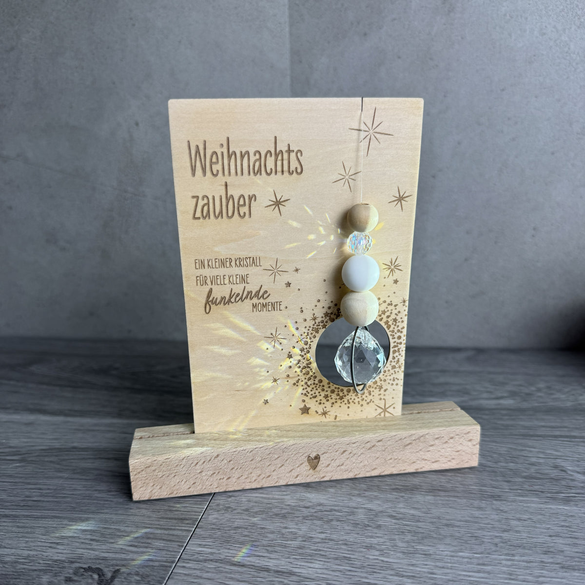 Karte Weihnachtszauber mit Kristall - Weihnachtsgeschenk - Sonnenfänger mit passender Karte zum Hinstellen oder aber auch ohne Kartenhalter