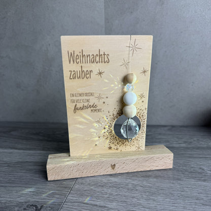 Karte Weihnachtszauber mit Kristall - Weihnachtsgeschenk - Sonnenfänger mit passender Karte zum Hinstellen oder aber auch ohne Kartenhalter