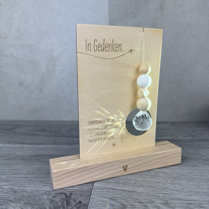 seitliche Ansicht - Karte Sonnenfänger in Gedenken an einen lieben Menschen - Geschenk für Trauernde, Anteilnahme zeigen