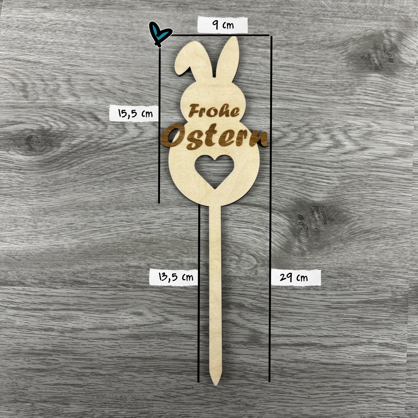 Größe: insgesamt: 29x9cm  - Osterstecker, Hasenform, Frohe Ostern Schriftzug, Blumenstrauß, Blumenstecker, Dekoidee, Ostern, österliche Deko, Geschenkidee zu Ostern 