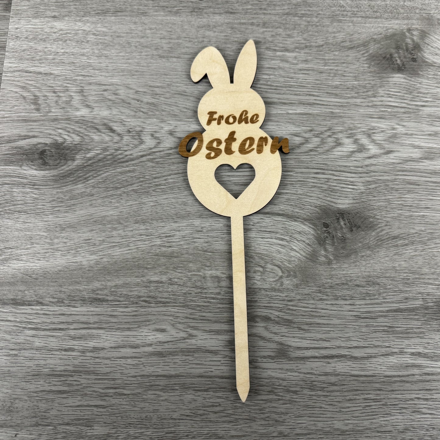 Draufsicht - Osterstecker, Hasenform, Frohe Ostern Schriftzug, Blumenstrauß, Blumenstecker, Dekoidee, Ostern, österliche Deko, Geschenkidee 