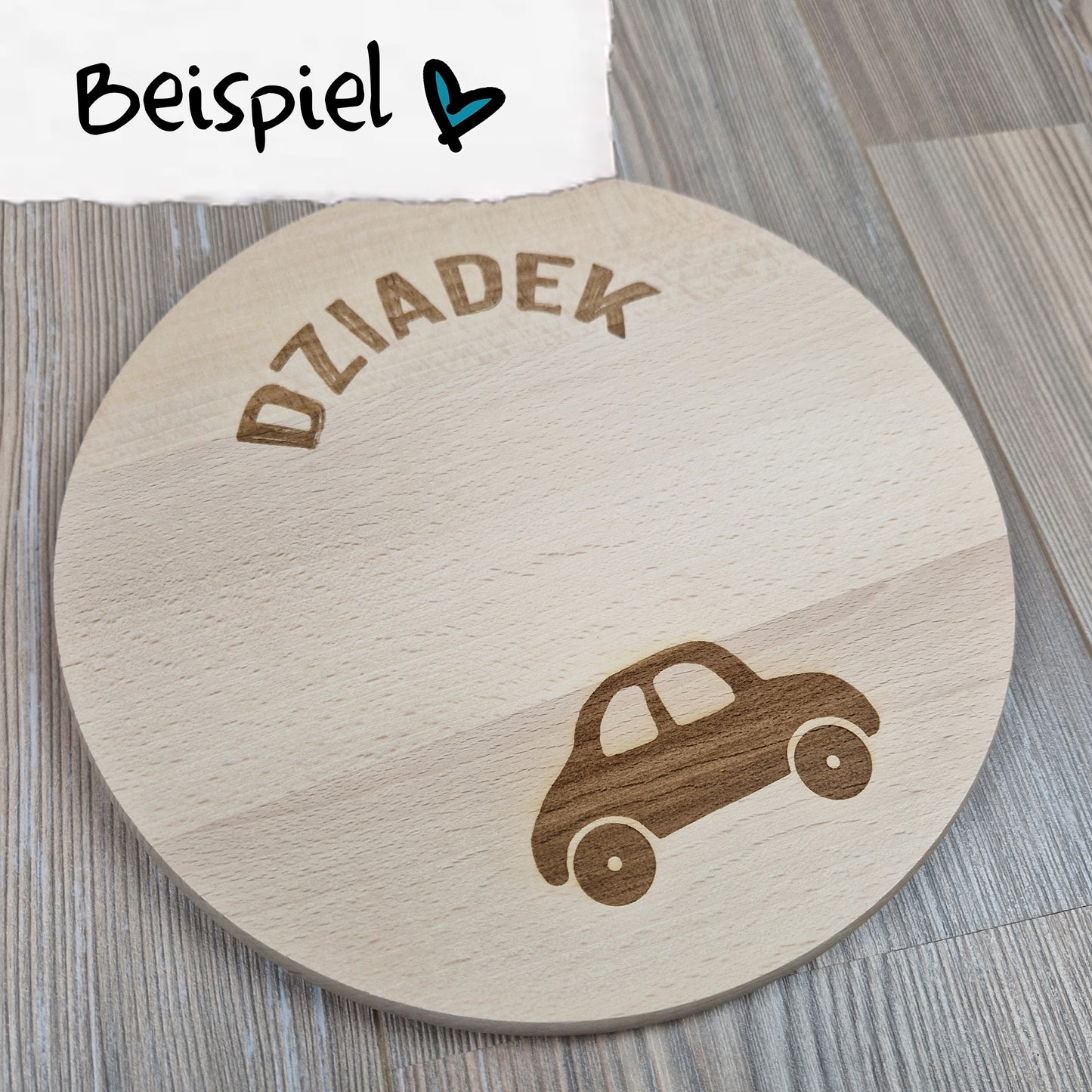 Beispiel eines Kundenauuftrages - Geschenk für den Opa - rundes Schneidebrett mit deinem Wunschdesign, individuelle Gravur auf Holz, nach deinen Wünschen, Schneidebrett mit einem Durchmesser von 24 cm