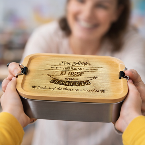 Brotdose Geschenk für Lehrerin und Lehrer, Abschiedsgeschenk von der Klasse, Gemeinschaftsgeschenk aller Schüler