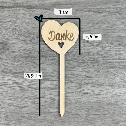 Größenangaben Blumenstecker aus Holz - 175 x 70 x 3 mm - Stecker für Blumen