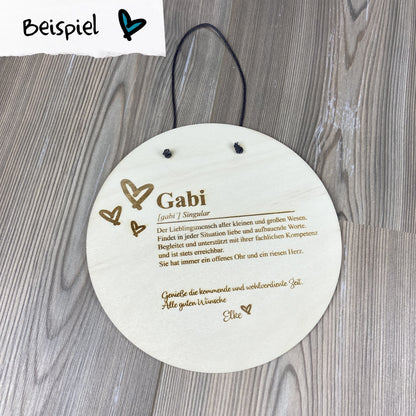 Holzschild Wunschdesign, D: 20 cm - Wunschtext, Wunschmotiv - Deisterwerke