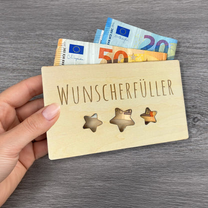 Geldgeschenk aus Holz – Geschenkkarte zum Bestücken mit Geldscheinen