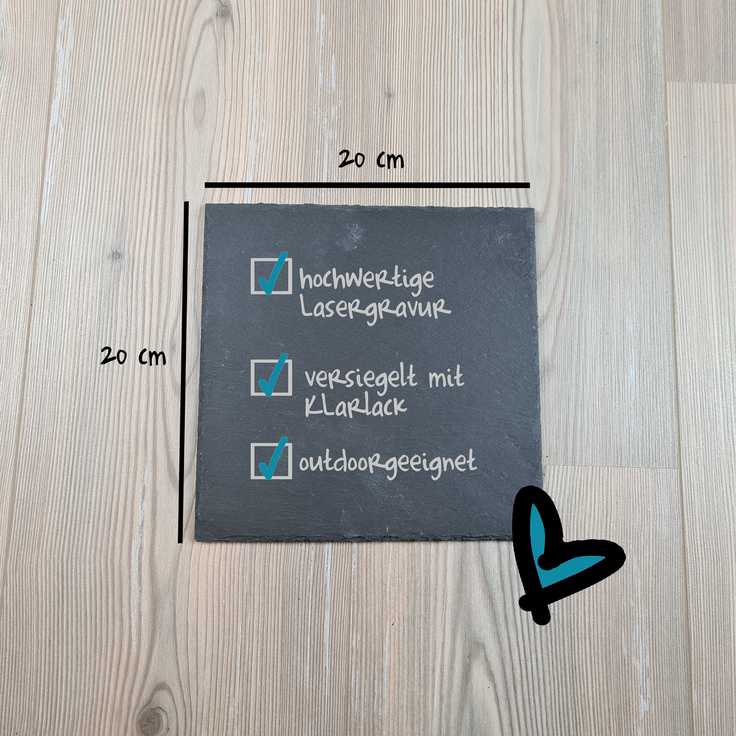 Schieferschild "Wunschdesign" - 20x20 cm - Wunschtext, Wunschmotiv