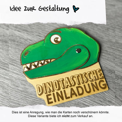 Einladungskarte Dino - aus Holz, individuell, besonders - Deisterwerke - individuelle Gravur, Geschenkidee, besonderes Geschenk