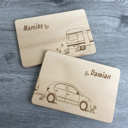 Partnerbrettchen 2er-Set Camper Wohnwagen - für echte Campingfans - personalisiert mit Namen - Deisterwerke
