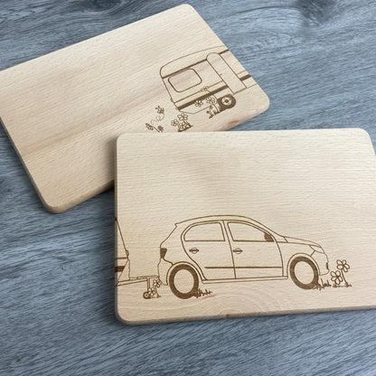 Partnerbrettchen 2er-Set Camper Wohnwagen - für echte Campingfans - personalisiert mit Namen - Deisterwerke
