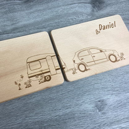 Partnerbrettchen 2er-Set Camper Wohnwagen - für echte Campingfans - personalisiert mit Namen - Deisterwerke