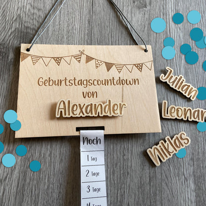 Geburtstagscountdown - mit Namen personalisiert, Namen austauschbar - Deisterwerke