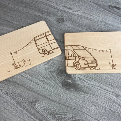 Partnerbrettchen 2er-Set Camper Van - für echte Campingfans - personalisiert mit Namen - Deisterwerke