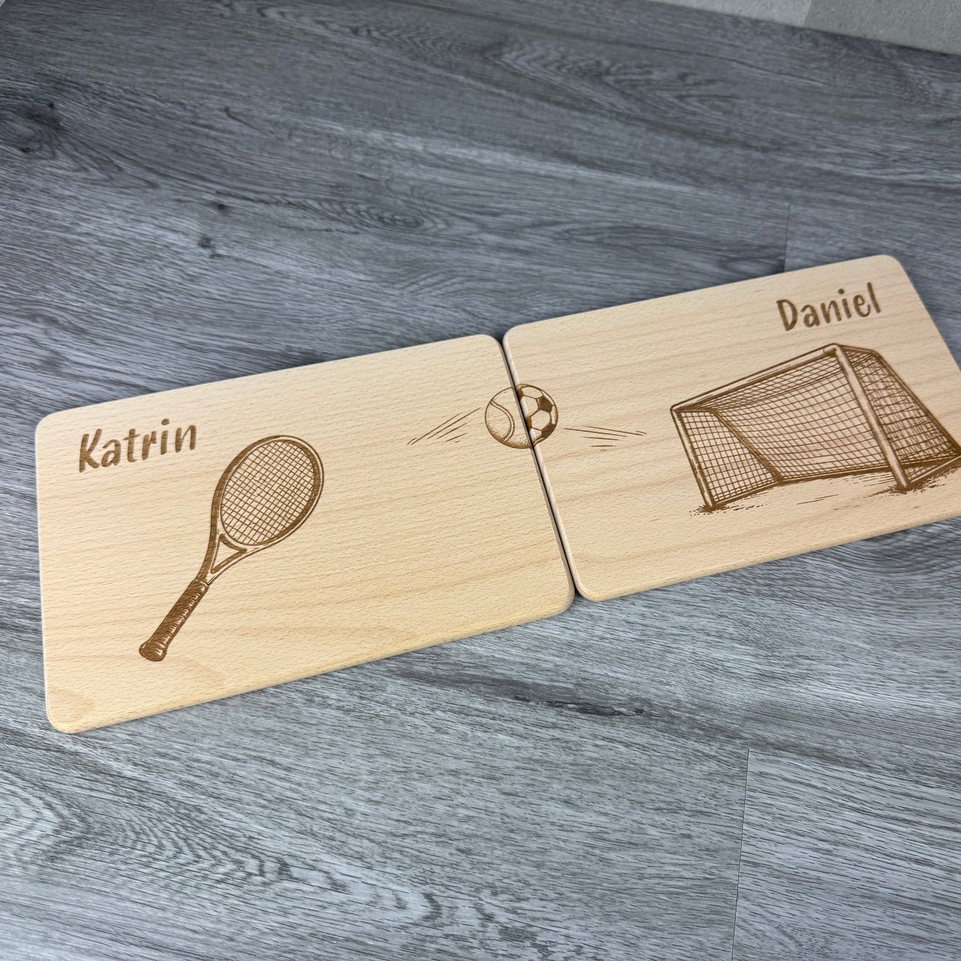 Partnerbrettchen Tennis Fußball - Geschenkidee für Paare Fußballfans Tennisfans, unterschiedliche Hobbys, ein Geschenk