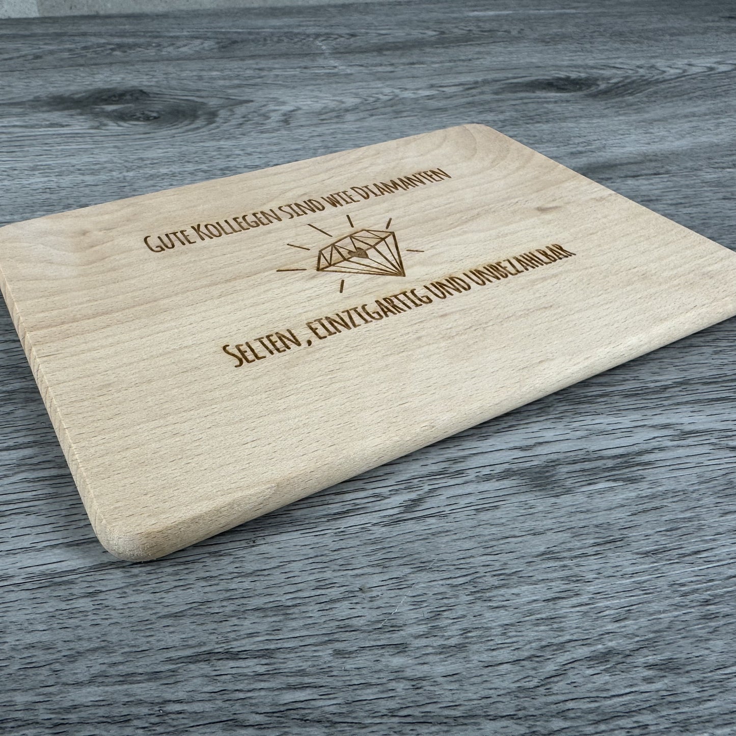 Seitenansicht Brettchen für Kollegen/Kolleginnen - Geschenk zu Weihnachten, zum Abschied, Danke sagen, Freundschaft unter Kollegen