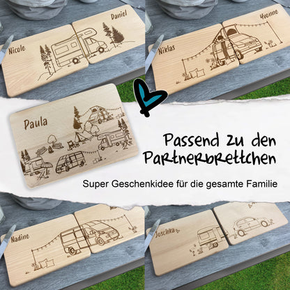 Partnerbrettchen 2er-Set Camper Wohnwagen - für echte Campingfans - personalisiert mit Namen - Deisterwerke