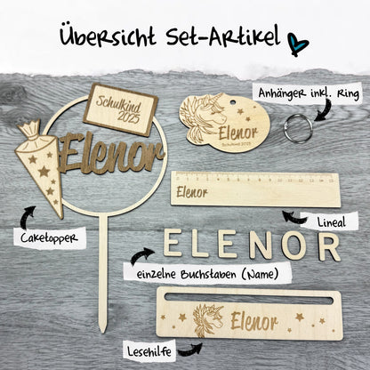 Set Einschulung - Schulkind 2025 - Einhorn, Sterne - Deisterwerke