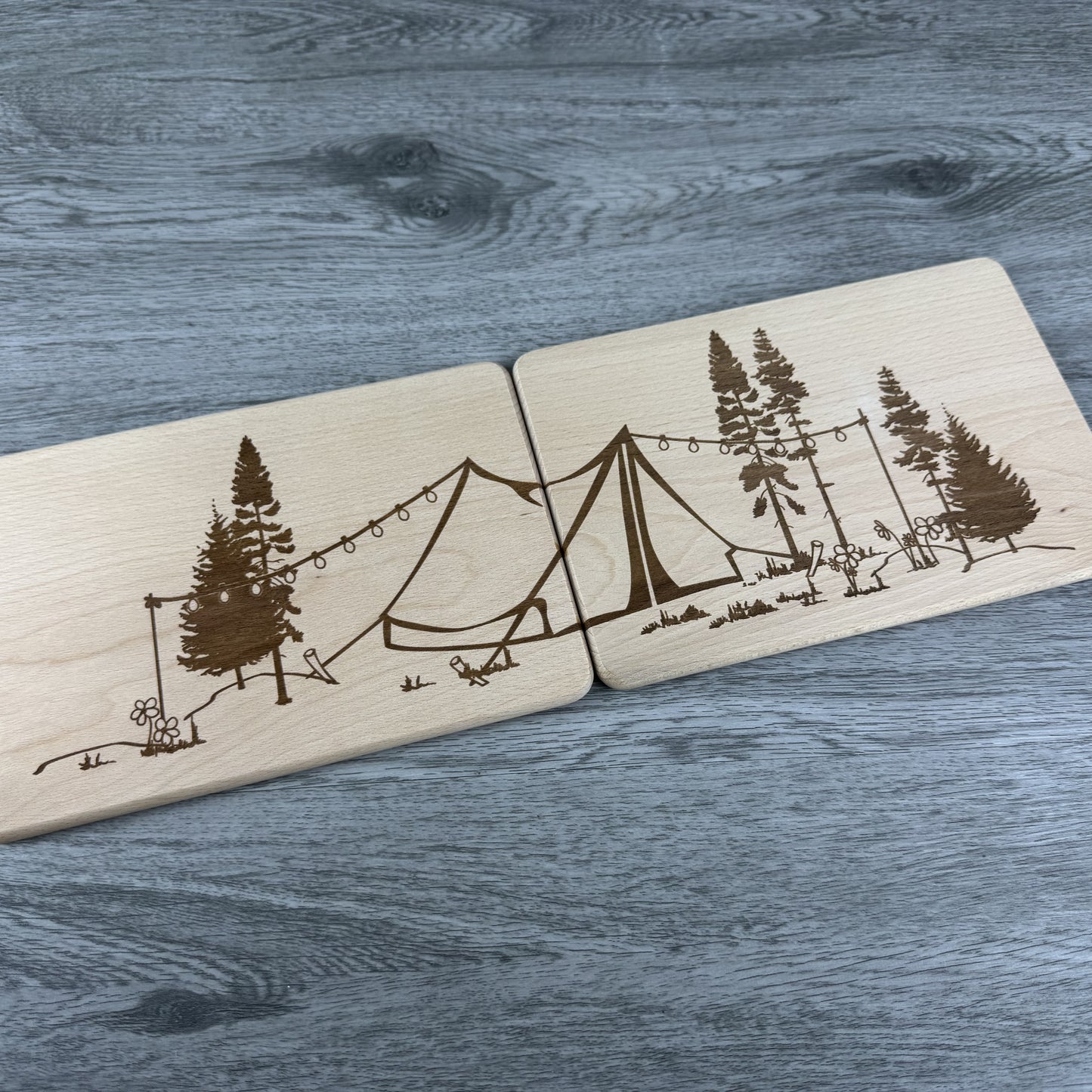 Partnerbrettchen 2er-Set Zelt - für Menschen, die gerne Zelten, Naturliebhaber