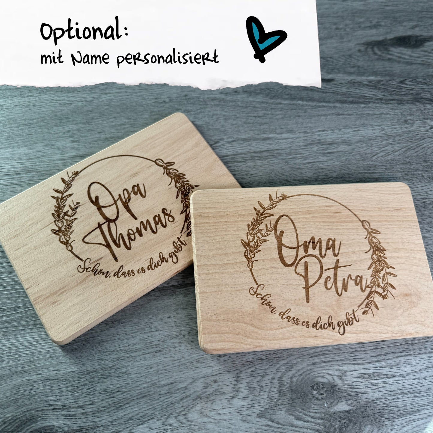 Brettchen "Oma/Opa,schön dass es dich gibt" mit Name personalisiert - optional möglich