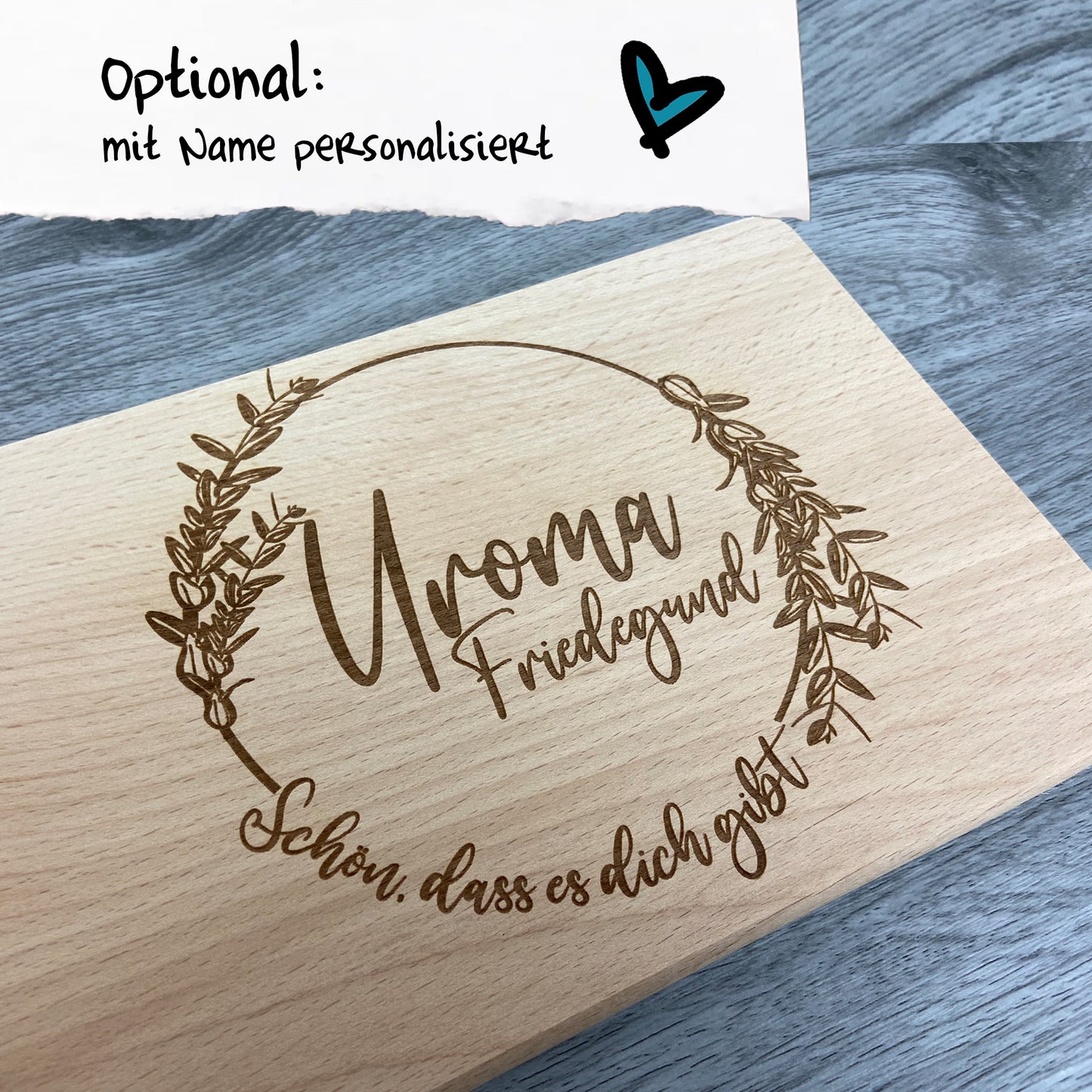 Brettchen "Uroma - schön, dass es dich gibt" - Variante mit Name personalisiert - optional