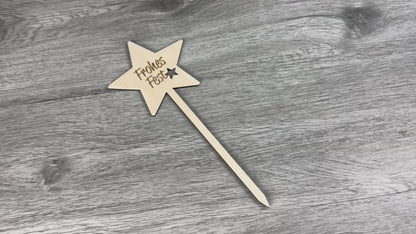 Video mit Details von allen Seiten - Blumenstecker Frohes Fest als Stern aus Holz