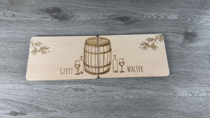Partnerbrettchen 2er-Set Wein - für Weinliebhaber, Weintrinker - personalisiert mit Namen