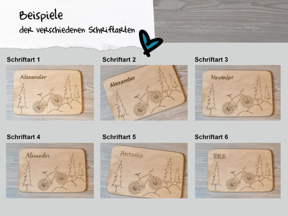 Brettchen "Mountainbike" - mit Name personalisiert - Deisterwerke