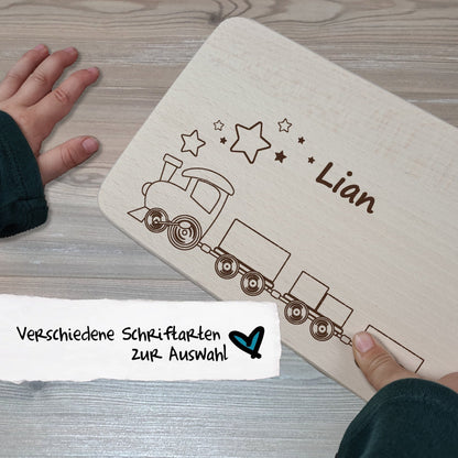 Brettchen "Eisenbahn" - mit Name personalisiert - Deisterwerke