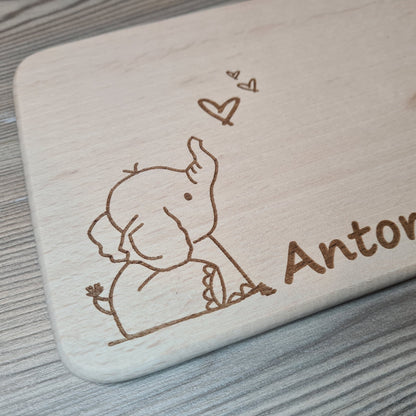 Brettchen "Elefant" - mit Name personalisiert - Deisterwerke