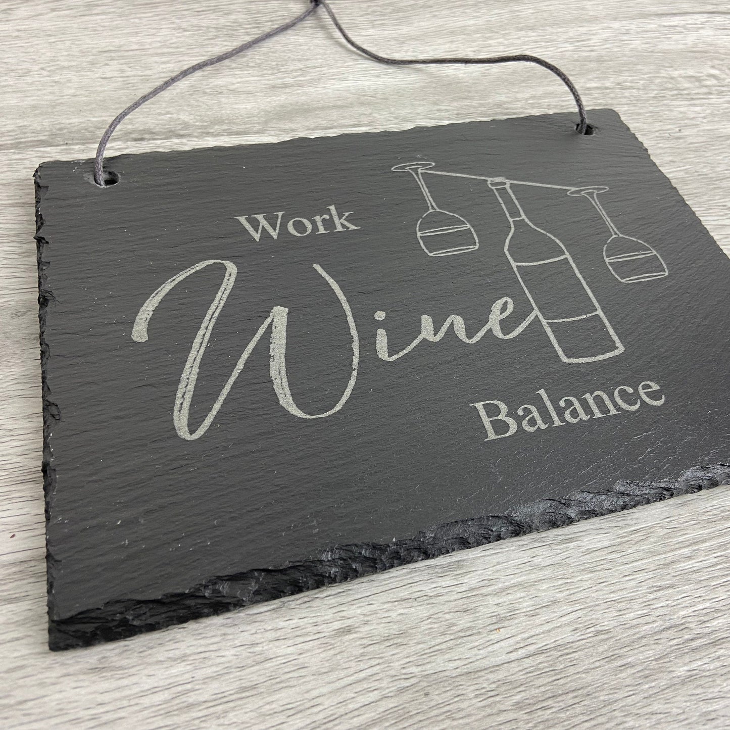 Schieferschild "Work Wine Balance" - 15x20 cm