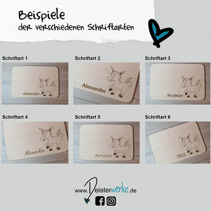 Brettchen "Esel" - mit Name personalisiert - Deisterwerke
