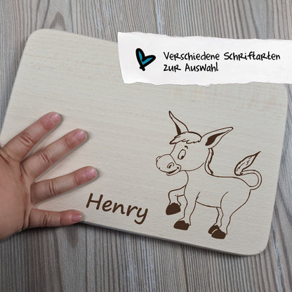 Brettchen "Esel" - mit Name personalisiert - Deisterwerke
