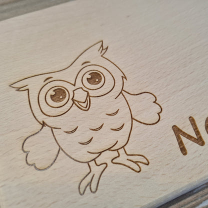 Brettchen "Eule" - mit Name personalisiert - Deisterwerke