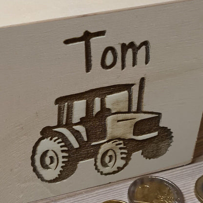 Spardose "Trecker" -  mit Name personalisiert - Deisterwerke