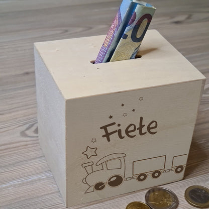 Spardose "Eisenbahn" -  mit Name personalisiert - Deisterwerke