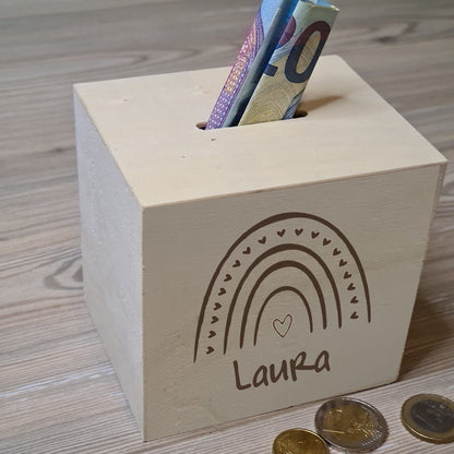 Spardose "Regenbogen" -  mit Name personalisiert - Deisterwerke
