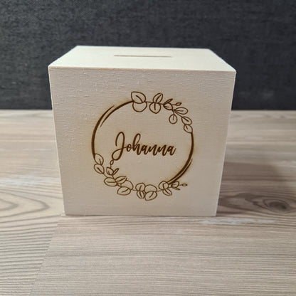 Spardose "Eucalyptus" -  mit Name personalisiert - Deisterwerke