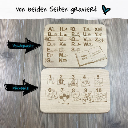 Brettchen "Schulanfang" -  beidseitig graviert - mit Name personalisiert - Deisterwerke