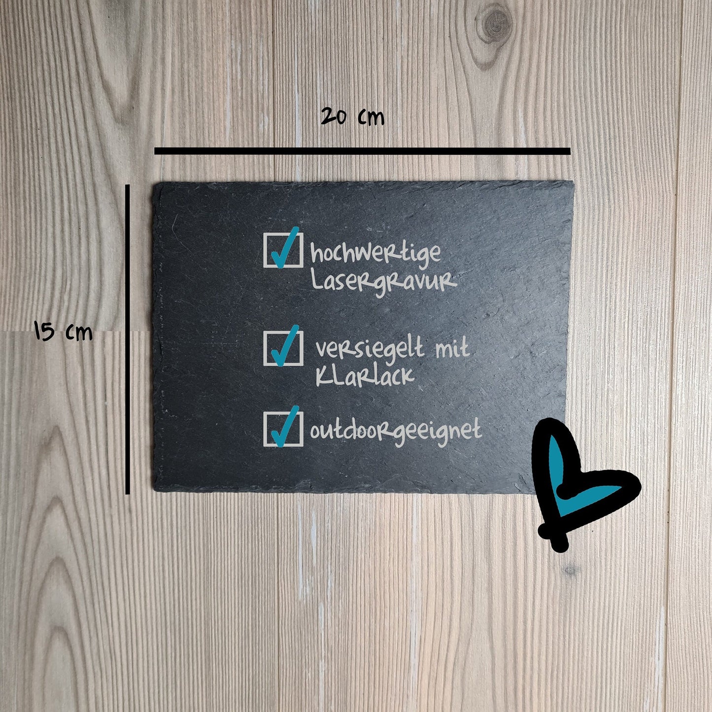 Schieferschild "Wunschdesign" - 15x20 cm - Wunschtext, Wunschmotiv