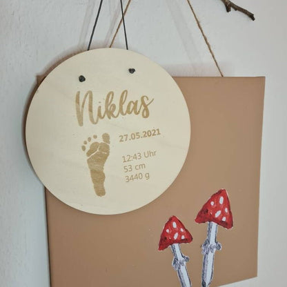 Geburtsschild - Fußabdruck - Holzschild zur Geburt - Deisterwerke