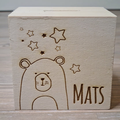 Spardose "Bär" -  mit Name personalisiert - Deisterwerke