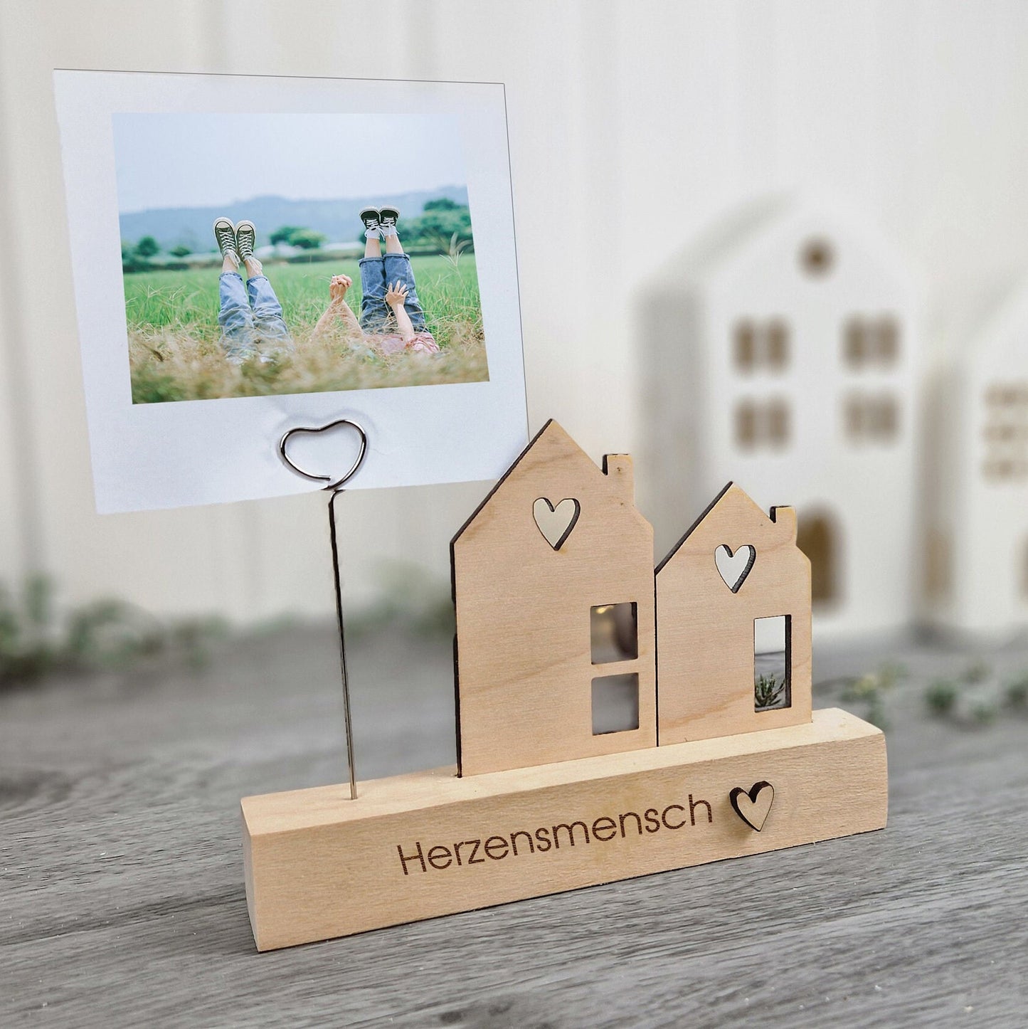 Kartenhalter / Fotohalter /Bilderleiste Holz personalisiert